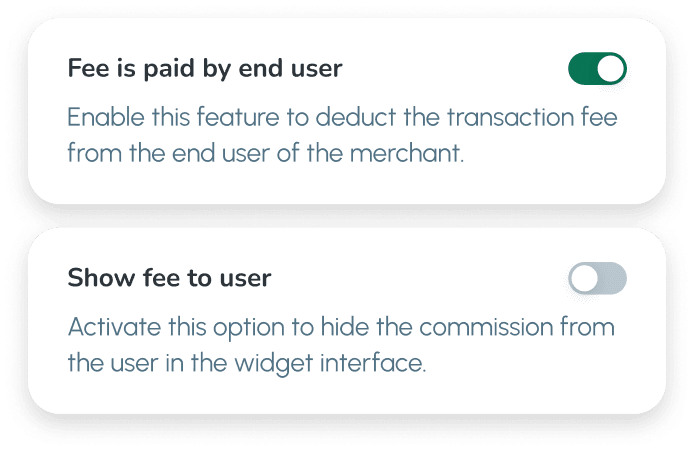 Adjustable fee settings